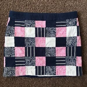 Vineyard Vines Patchwork Skirt, Size 4, Pink/Navy/White